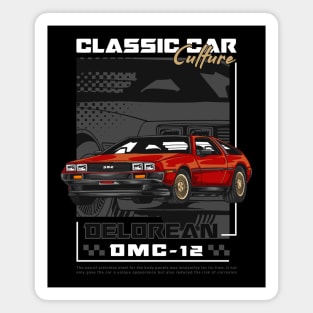 Retro Delorean Car Magnet